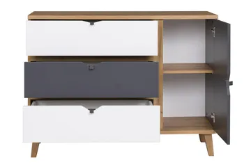 Senkki Lyseme 120 cm - Valkoinen/Harmaa/Puu - Säilytys - Säilytyskalusteet - Senkki