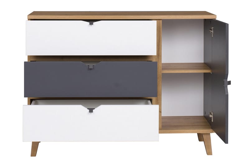 Senkki Lyseme 120 cm - Valkoinen/Harmaa/Puu - Säilytys - Säilytyskalusteet - Senkki