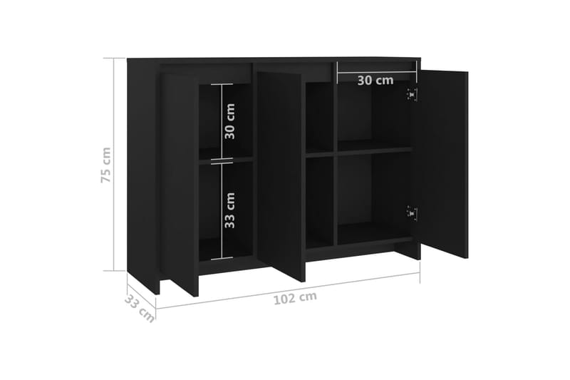 Senkki musta 102x33x75 cm lastulevy - Musta - Säilytys - Säilytyskalusteet - Senkki