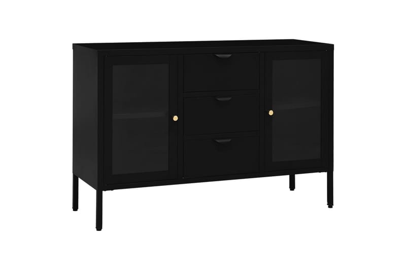 Senkki musta 105x35x70 cm teräs ja karkaistu lasi - Säilytys - Säilytyskalusteet - Senkki