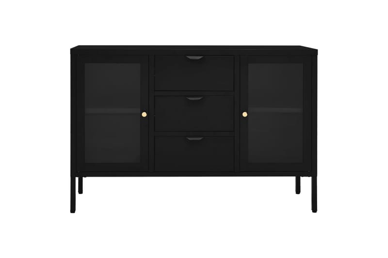 Senkki musta 105x35x70 cm teräs ja karkaistu lasi - Säilytys - Säilytyskalusteet - Senkki
