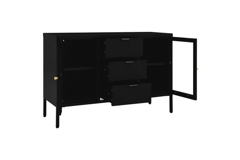 Senkki musta 105x35x70 cm teräs ja karkaistu lasi - Säilytys - Säilytyskalusteet - Senkki