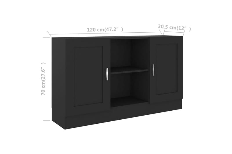 Senkki musta 120x30,5x70 cm lastulevy - Musta - Säilytys - Säilytyskalusteet - Senkki