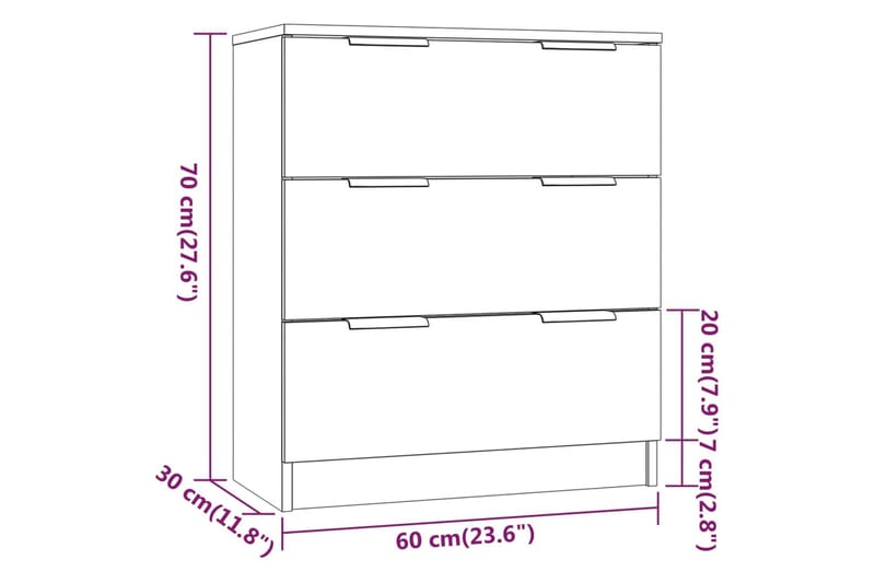 Senkki musta 60x30x70 cm tekninen puu - Musta - Säilytys - Säilytyskalusteet - Senkki