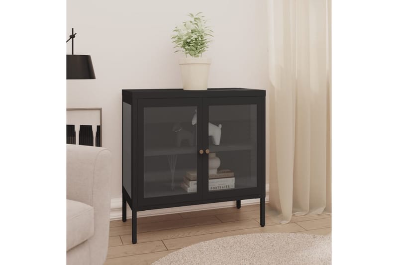 Senkki musta 70x35x70 cm teräs ja lasi - Musta - Säilytys - Säilytyskalusteet - Senkki