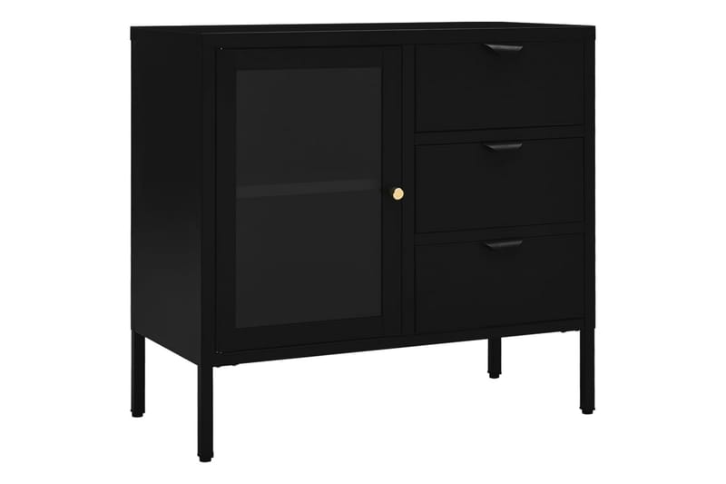 Senkki musta 75x35x70 cm teräs ja karkaistu lasi - Säilytys - Säilytyskalusteet - Senkki