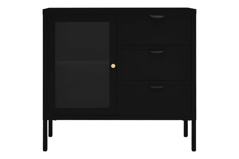 Senkki musta 75x35x70 cm teräs ja karkaistu lasi - Säilytys - Säilytyskalusteet - Senkki