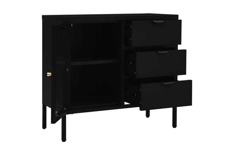 Senkki musta 75x35x70 cm teräs ja karkaistu lasi - Säilytys - Säilytyskalusteet - Senkki
