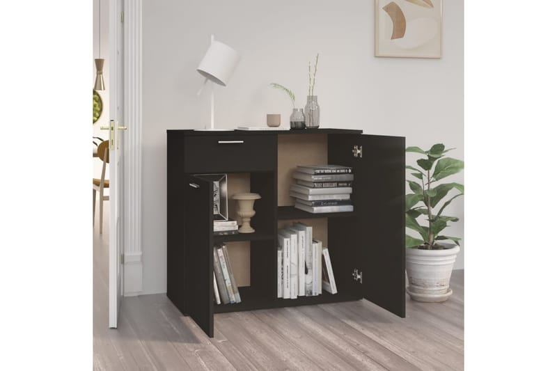 Senkki musta 80x36x75 cm lastulevy - Säilytys - Säilytyskalusteet - Senkki