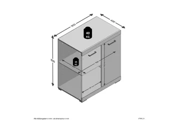 Senkki Rhonda 80x90x50 cm 2 ovea - Vaalea Tammi - Säilytys - Säilytyskalusteet - Senkki