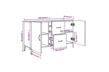 Senkki ruskea tammi 100x36x60 cm tekninen puu - Ruskea - Säilytys - Säilytyskalusteet - Senkki