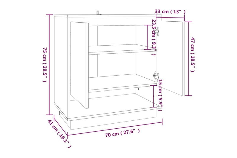 Senkki ruskea tammi 70x41x75 cm lastulevy - Ruskea - Säilytys - Säilytyskalusteet - Senkki