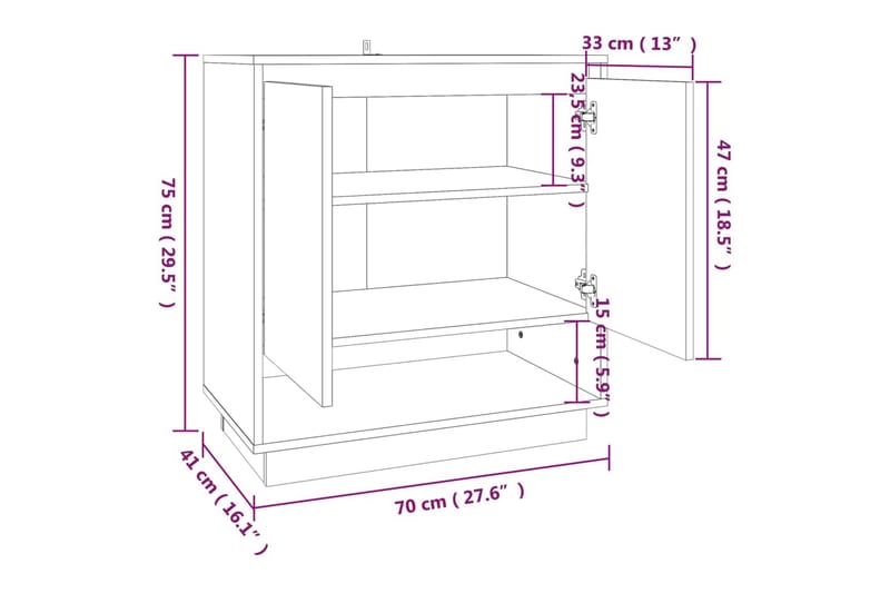 Senkki ruskea tammi 70x41x75 cm lastulevy - Ruskea - Senkki