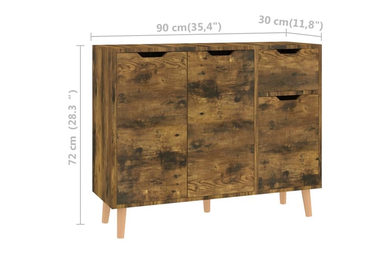 Senkki savutammi 90x30x72 cm lastulevy - Ruskea - Säilytys - Säilytyskalusteet - Senkki
