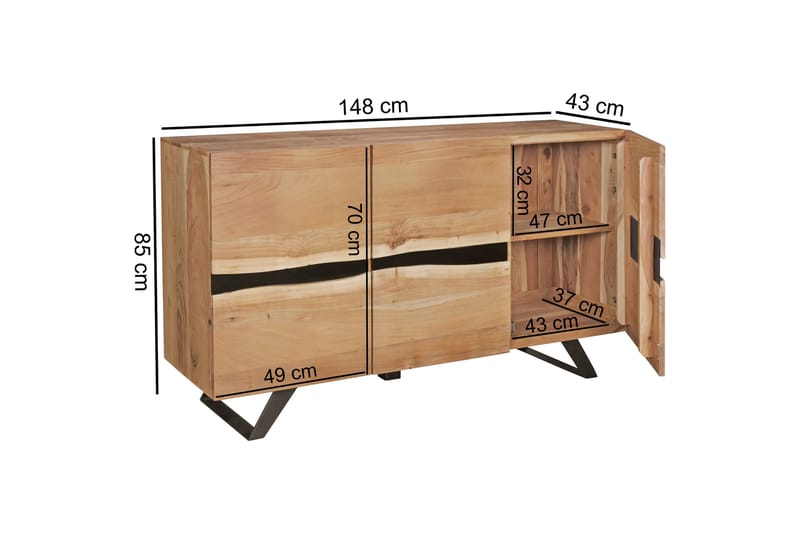 Senkki Stammler 148x43 cm - Puu/Luonnonväri - Säilytys - Säilytyskalusteet - Senkki