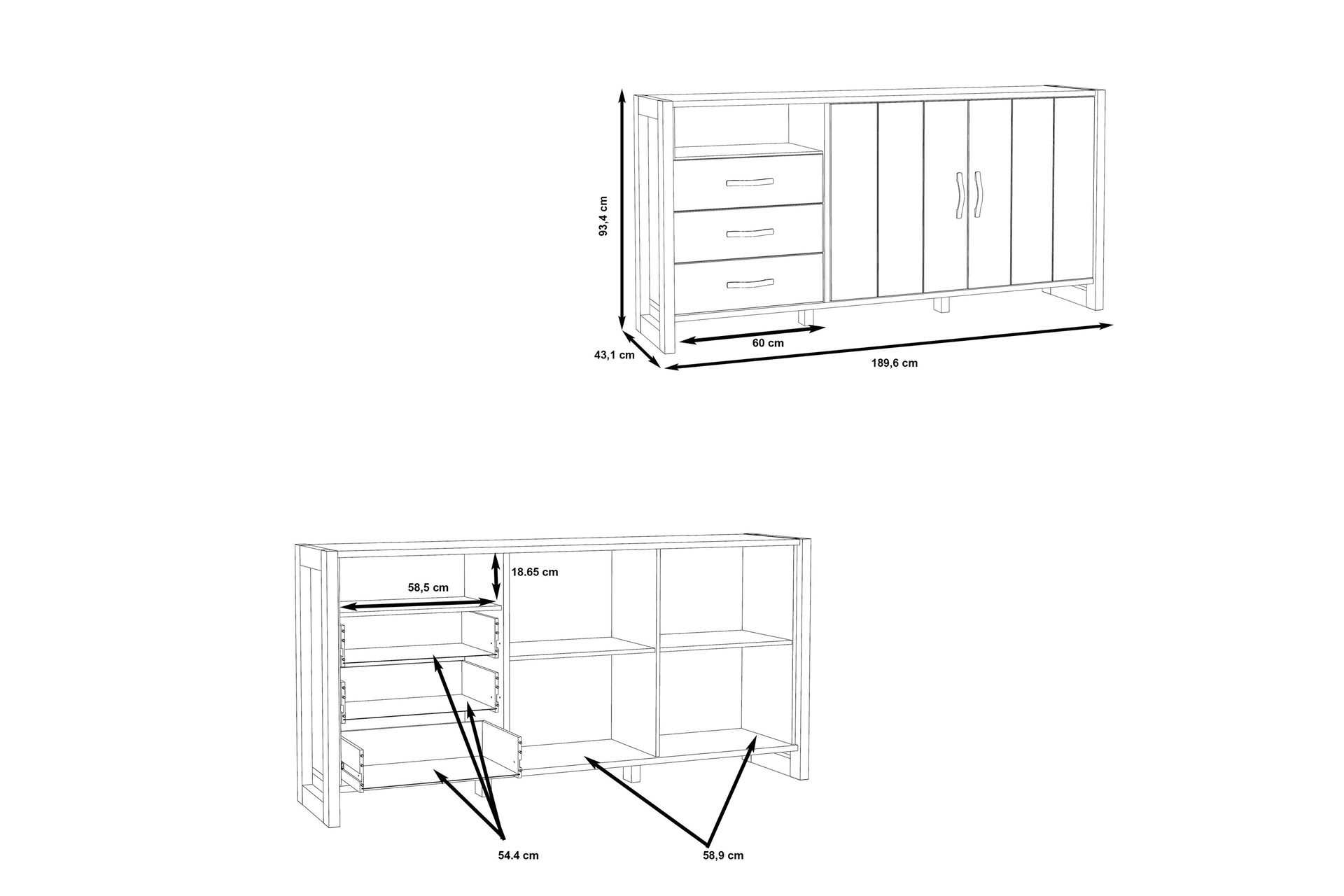 Senkki Strelcha 43x190 cm - Ruskea/Harmaa - Säilytys - Säilytyskalusteet - Senkki