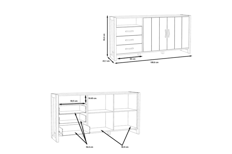 Senkki Strelcha 43x190 cm - Ruskea/Harmaa - Säilytys - Säilytyskalusteet - Senkki
