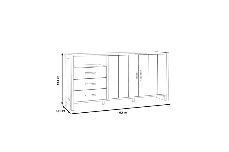 Senkki Strelcha 43x190 cm - Ruskea/Harmaa - Säilytys - Säilytyskalusteet - Senkki