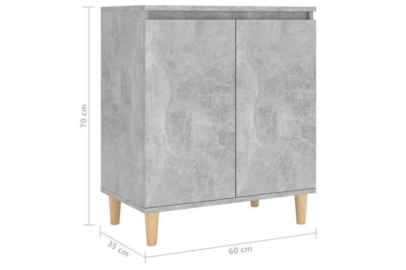 Senkki täyspuujaloilla betoninharmaa 60x35x70cm lastulevy - Säilytys - Säilytyskalusteet - Senkki
