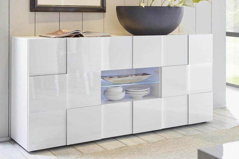 Senkki Tabor 181 cm laatikoilla - Valkoinen Korkeakiilto - Säilytys - Säilytyskalusteet - Senkki