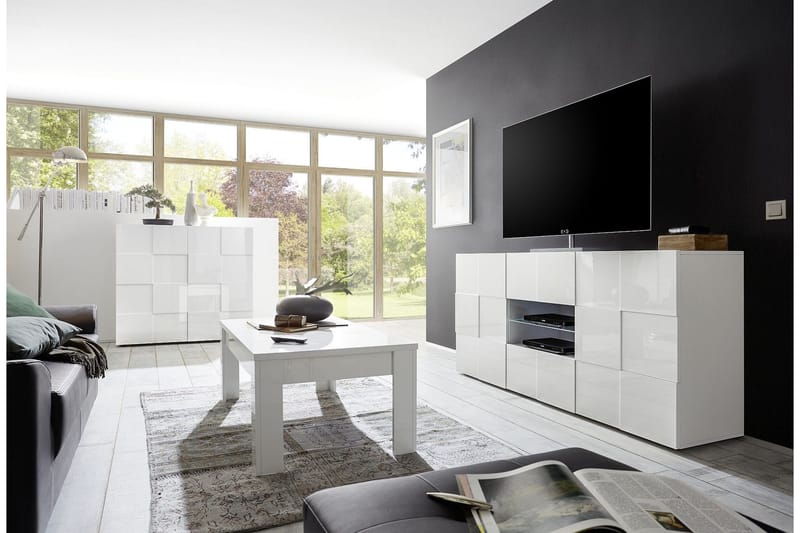 Senkki Tabor 181 cm laatikoilla - Valkoinen Korkeakiilto - Säilytys - Säilytyskalusteet - Senkki