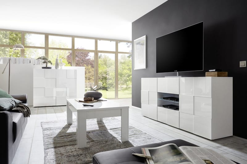 Senkki Tabor 181 cm laatikoilla - Valkoinen Korkeakiilto - Säilytys - Säilytyskalusteet - Senkki