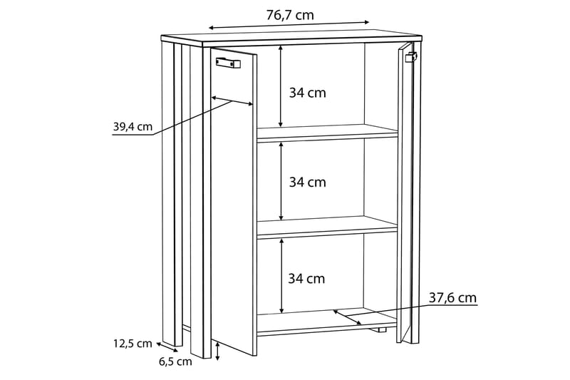 Senkki Trevorton 74x153 cm - Ruskea / Harmaa - Säilytys - Säilytyskalusteet - Senkki