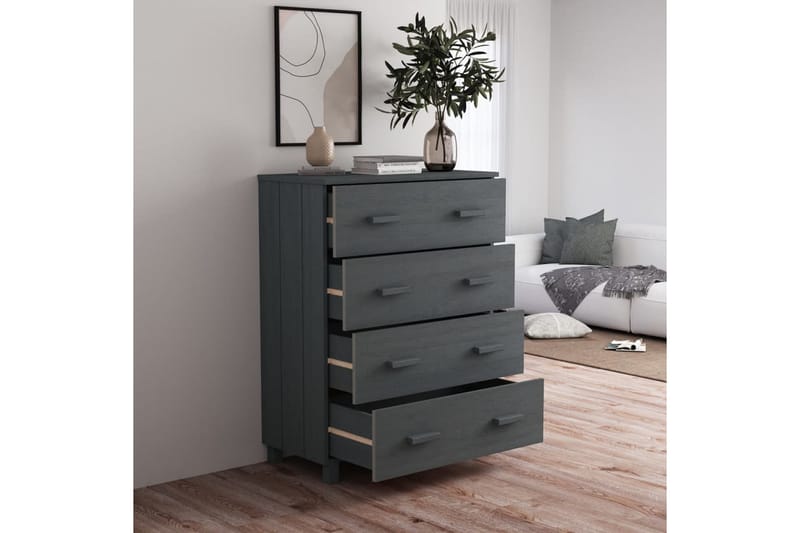 Senkki tummanharmaa 79x40x103,5 cm täysi mänty - Harmaa - Säilytys - Säilytyskalusteet - Senkki