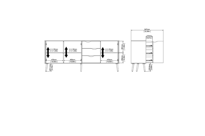 Senkki Urbanitza 40x196 cm - Valkoinen/Luonnonväri - Säilytys - Säilytyskalusteet - Senkki