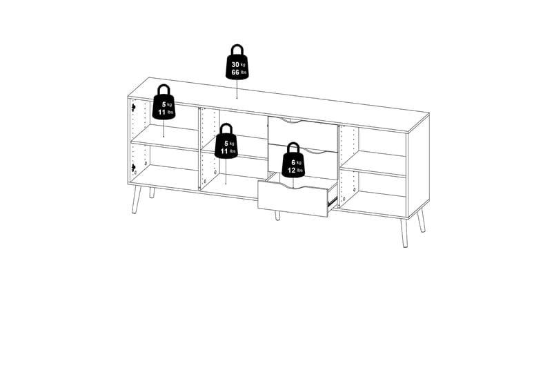 Senkki Urbanitza 40x196 cm - Valkoinen/Luonnonväri - Säilytys - Säilytyskalusteet - Senkki