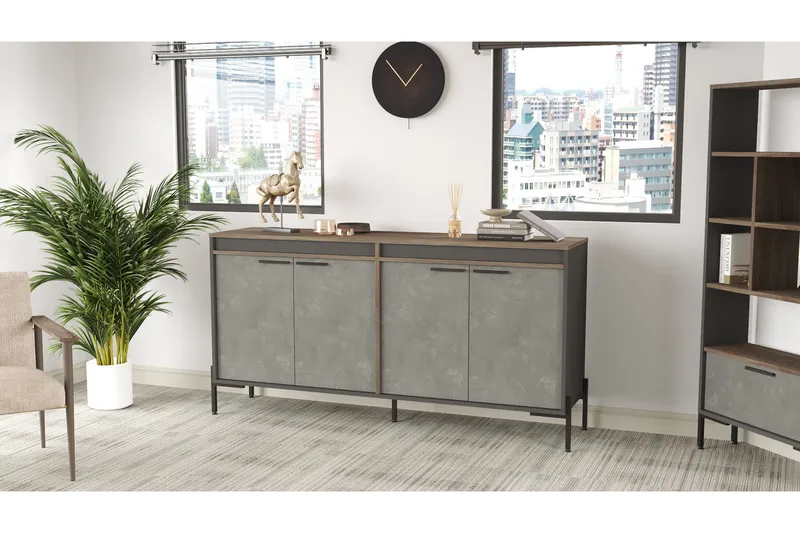 Senkki Urgby 46x184 cm, Ruskea/Betoninharm/Antrasiitti