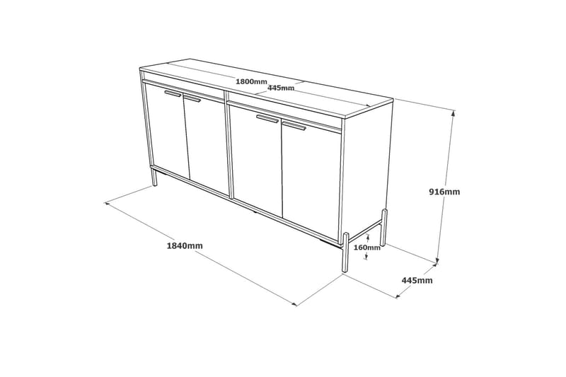 Senkki Urgby 46x184 cm - Ruskea/Betoninharm/Antrasiitti - Senkki