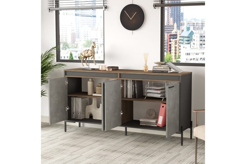 Senkki Urgby 46x184 cm - Ruskea/Betoninharm/Antrasiitti - Säilytys - Säilytyskalusteet - Senkki