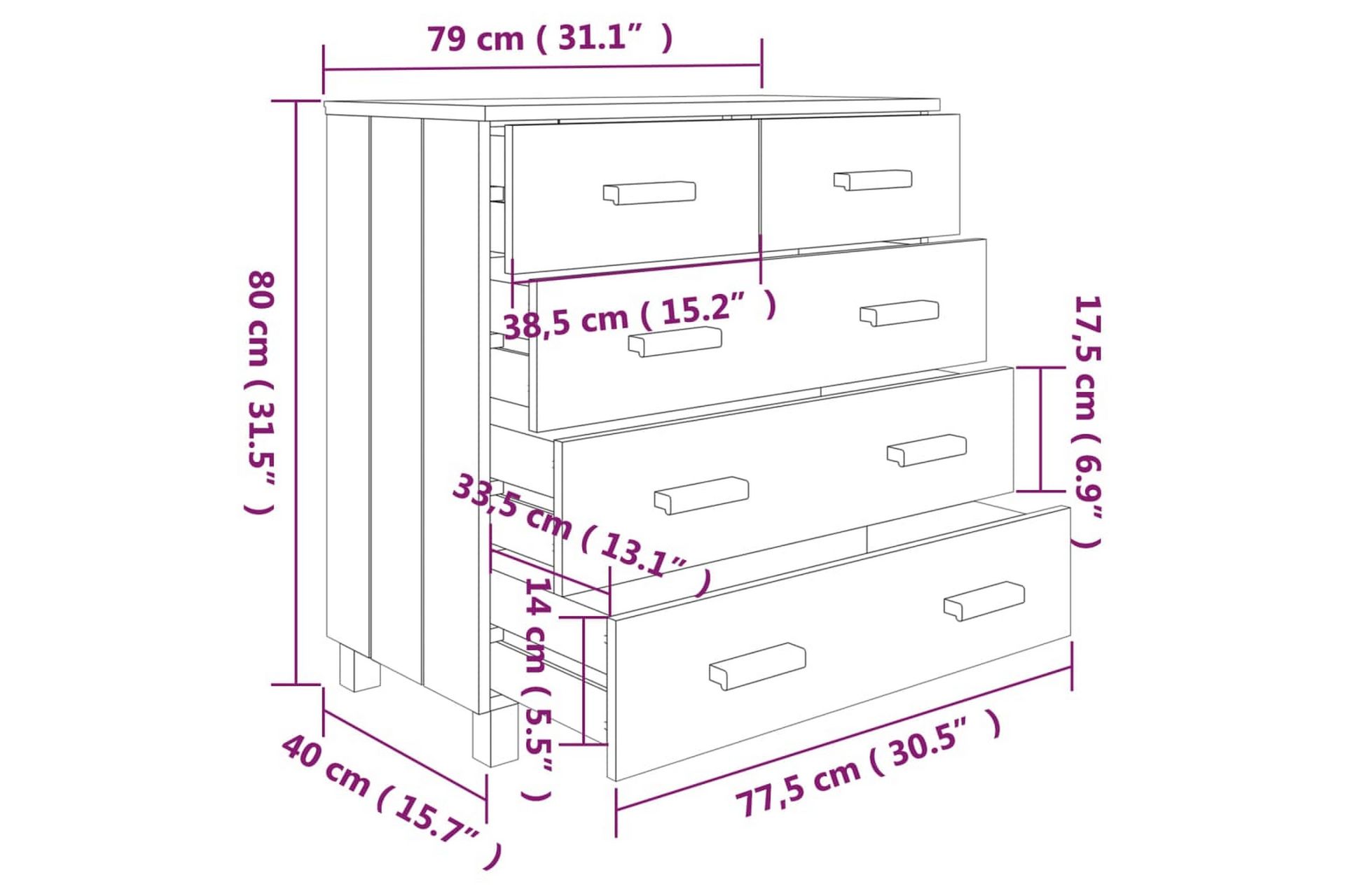 Senkki vaaleanharmaa 79x40x80 cm täysi mänty - Harmaa - Säilytys - Säilytyskalusteet - Senkki