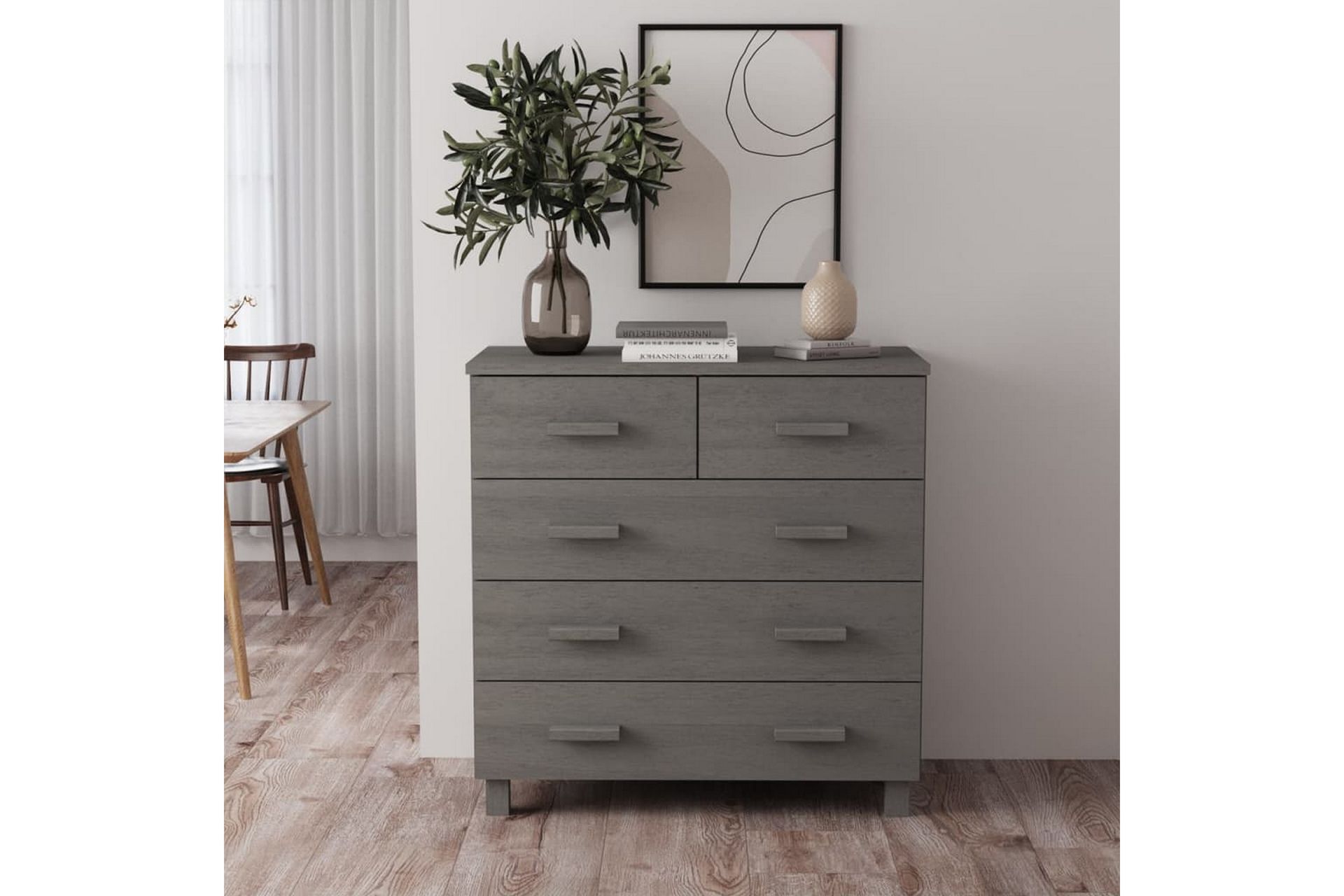 Senkki vaaleanharmaa 79x40x80 cm täysi mänty - Harmaa - Säilytys - Säilytyskalusteet - Senkki