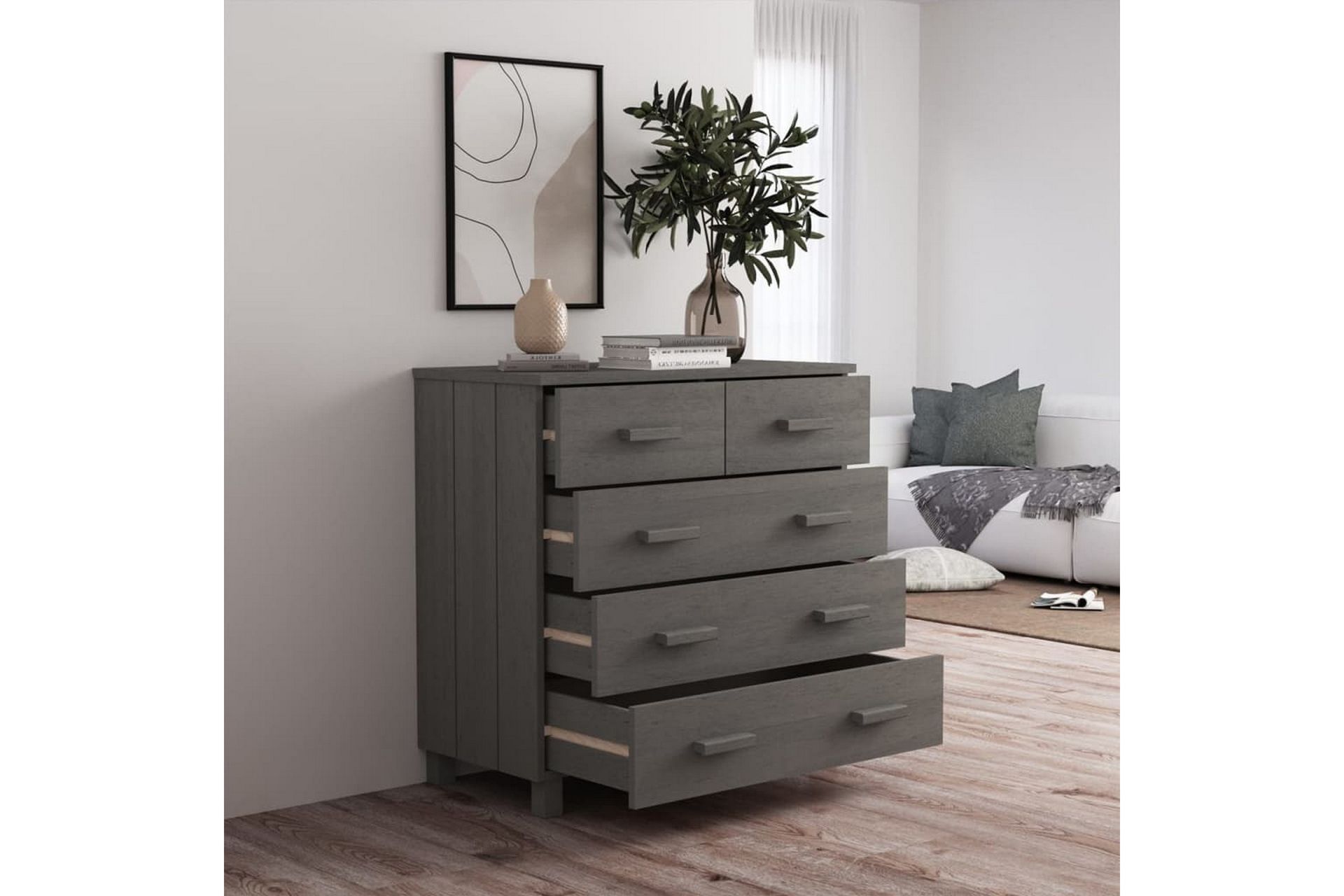 Senkki vaaleanharmaa 79x40x80 cm täysi mänty - Harmaa - Säilytys - Säilytyskalusteet - Senkki