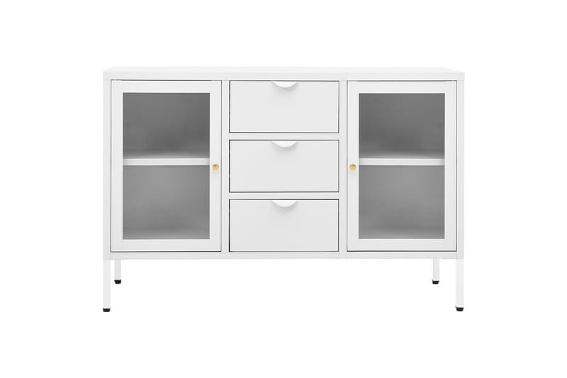 Senkki valkoinen 105x35x70 cm teräs ja karkaistu lasi - Säilytys - Säilytyskalusteet - Senkki