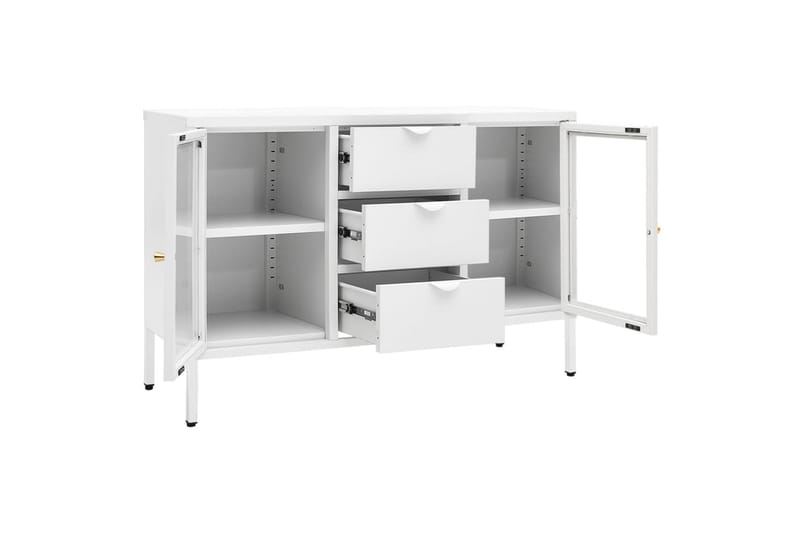 Senkki valkoinen 105x35x70 cm teräs ja karkaistu lasi - Säilytys - Säilytyskalusteet - Senkki