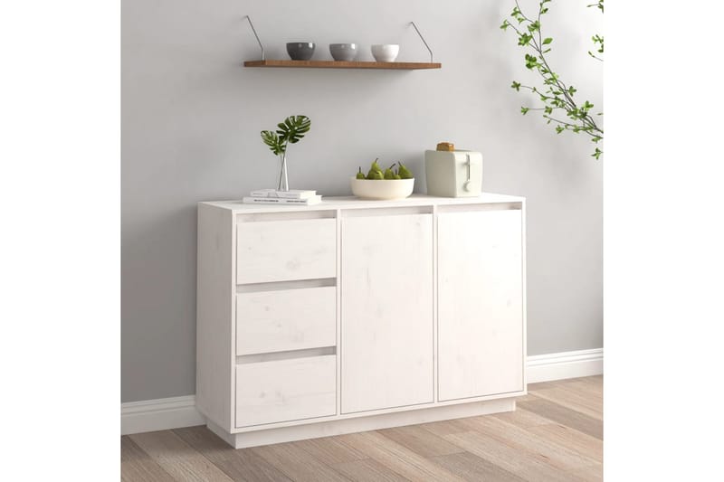 Senkki valkoinen 111x34x75 cm täysi mänty - Valkoinen - Säilytys - Säilytyskalusteet - Senkki