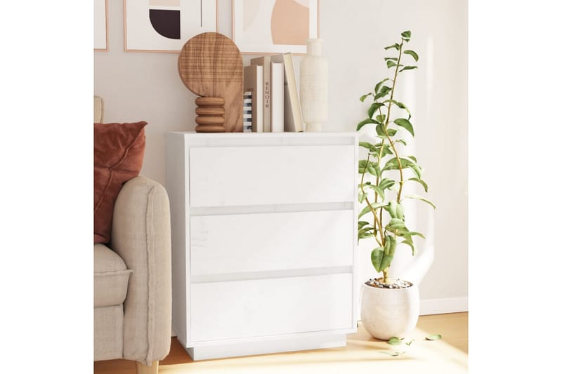 Senkki valkoinen 60x34x75 cm täysi mänty - Valkoinen - Säilytys - Säilytyskalusteet - Senkki