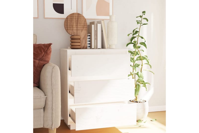 Senkki valkoinen 60x34x75 cm täysi mänty - Valkoinen - Säilytys - Säilytyskalusteet - Senkki