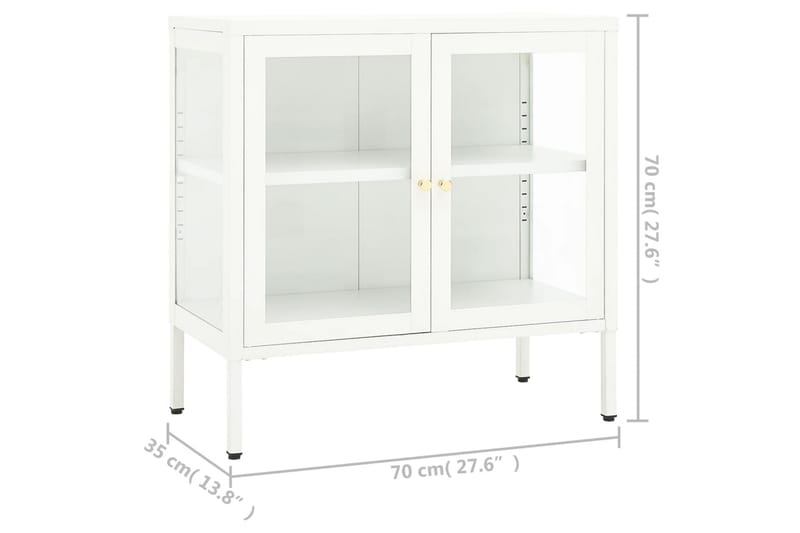 Senkki valkoinen 70x35x70 cm teräs ja lasi - Valkoinen - Säilytys - Säilytyskalusteet - Senkki