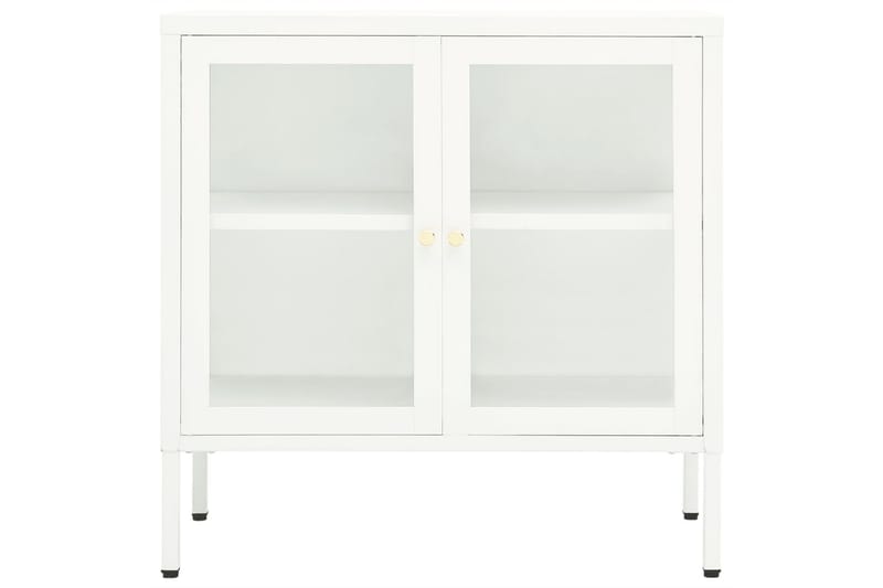 Senkki valkoinen 70x35x70 cm teräs ja lasi - Valkoinen - Säilytys - Säilytyskalusteet - Senkki