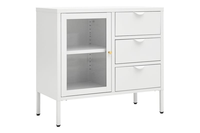 Senkki valkoinen 75x35x70 cm teräs ja karkaistu lasi - Säilytys - Säilytyskalusteet - Senkki