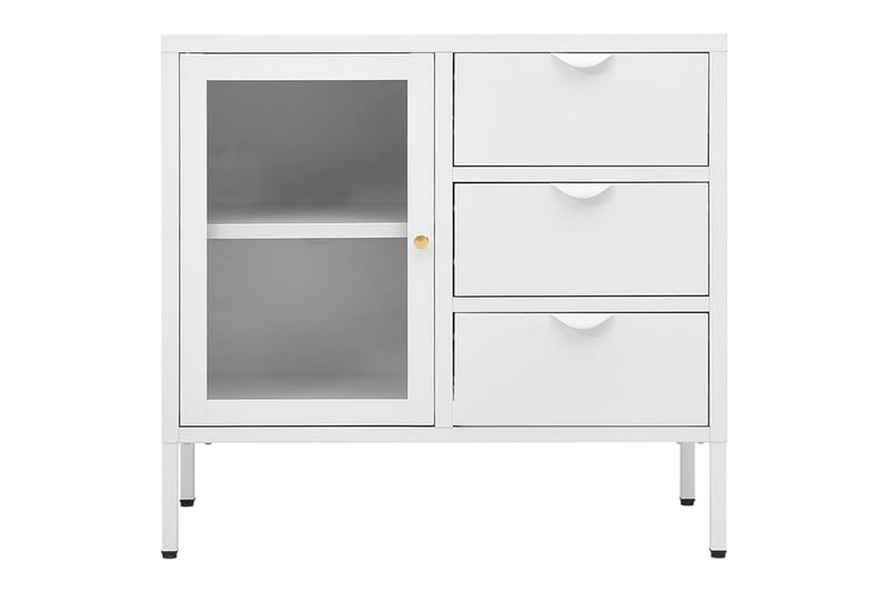 Senkki valkoinen 75x35x70 cm teräs ja karkaistu lasi - Säilytys - Säilytyskalusteet - Senkki