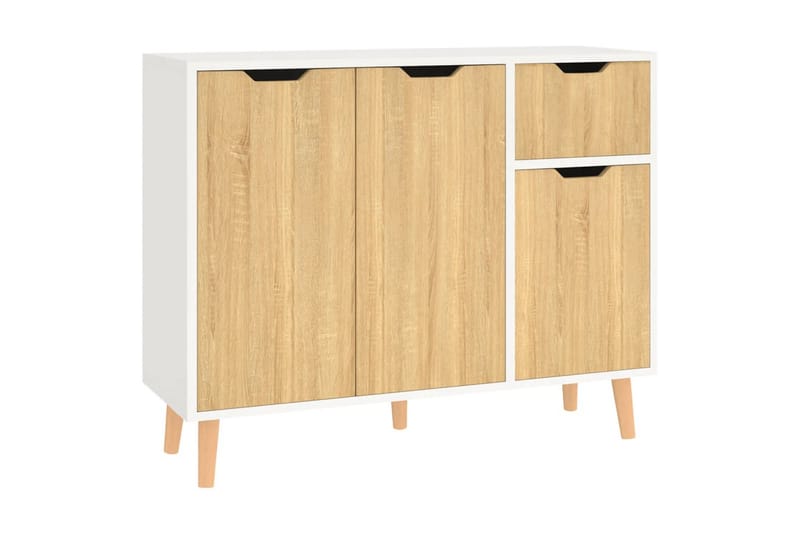 Senkki valkoinen ja Sonoma-tammi 90x30x72 cm lastulevy - Beige - Säilytys - Säilytyskalusteet - Senkki