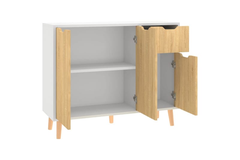 Senkki valkoinen ja Sonoma-tammi 90x30x72 cm lastulevy - Beige - Säilytys - Säilytyskalusteet - Senkki