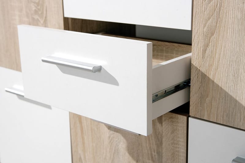 Senkki Vulpia 115 cm - Valkoinen/Vaalea Tammi - Säilytys - Säilytyskalusteet - Senkki