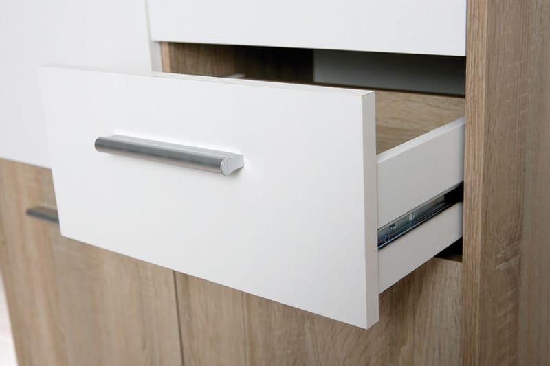 Senkki Vulpia 77 cm - Valkoinen/Vaalea Tammi - Säilytys - Säilytyskalusteet - Senkki