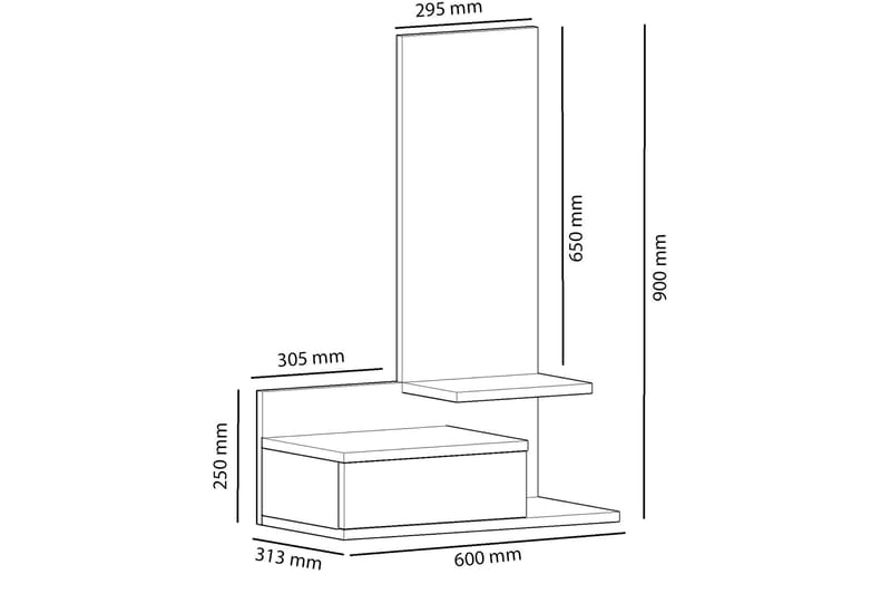 Senkki Wittmeyer 60 cm - Antrasiitti/Tammi - Säilytys - Säilytyskalusteet - Senkki